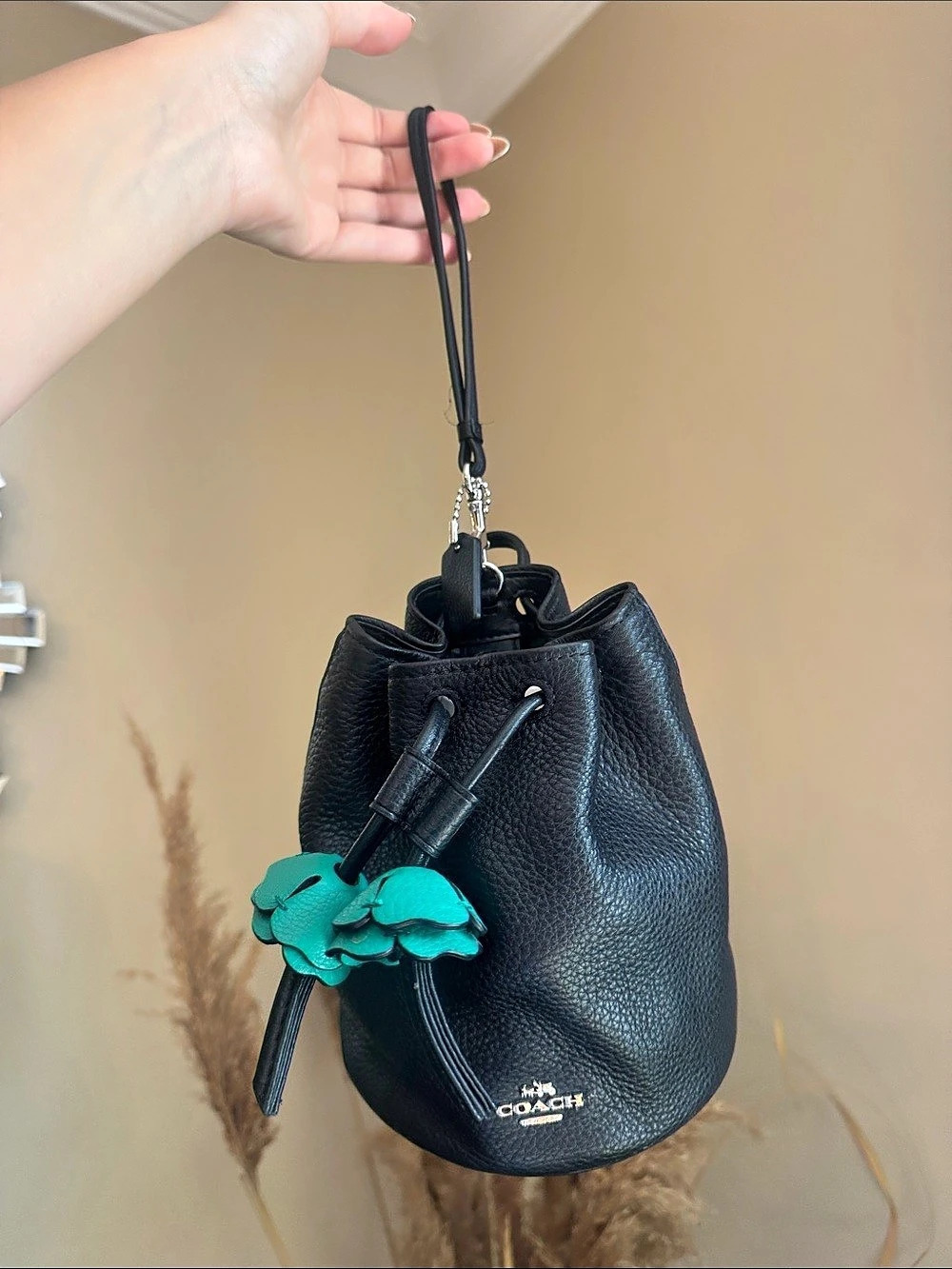 Coach Mini Bucket Bag in Refined Calf Leather Black & Blue